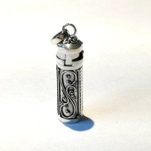 Sterling Silver prayer scroll box pendant